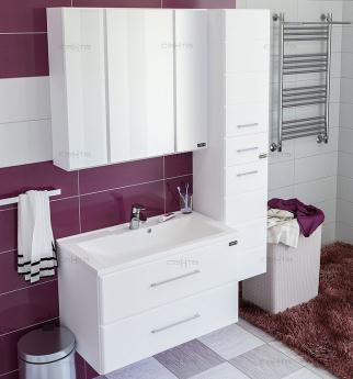 Мебель для ванной СанТа Омега Люкс 80 подвесная белая 2 ящика