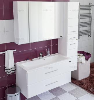 Мебель для ванной СанТа Омега Люкс 100 подвесная белая 2 ящика