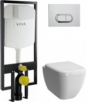 Комплект  Система инсталляции для унитазов VitrA 748-5800-01 3/6 л + Чаша для унитаза подвесного VitrA Shift 7742B003-0075 + Кнопка смыва VitrA 740-05