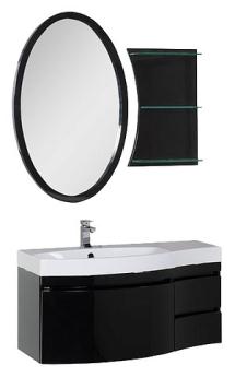 Мебель для ванной Aquanet Опера 115 черная с ящиком L