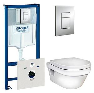 Комплект Инсталляция Grohe Rapid SL 4 в 1 с кнопкой хром + Унитаз Gustavsberg Hygienic Flush безободковый