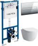 Комплект Система инсталляции для унитазов Laufen Lis CW1 8.9466.0 + Чаша для унитаза подвесного Laufen Pro Rimless 8.2096.6.000.000.1 без ободка + Кно